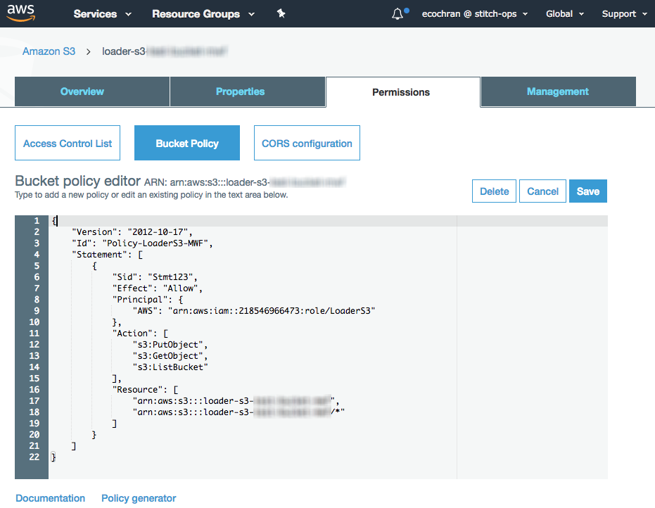 Adding an Amazon S3 bucket policy in the AWS console