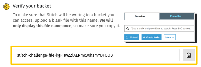 Amazon S3 challenge file field in Stitch