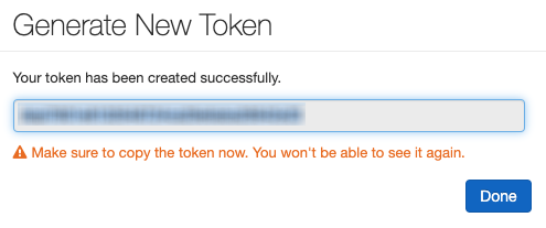 A newly generated access token in Databricks