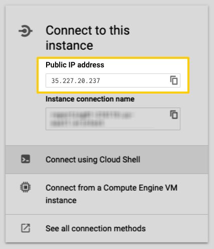 Google CloudSQL PostgreSQL Public IP address field