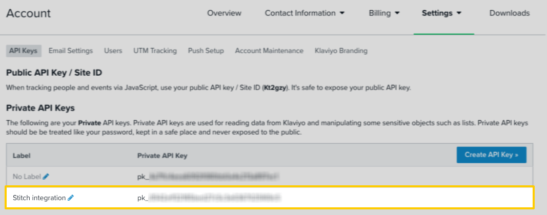 Klaviyo API key