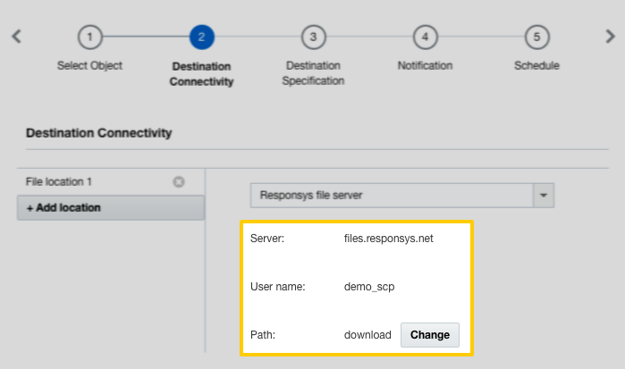 Oracle-hosted SFTP server connection details