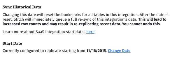 Sync Historical Data section.