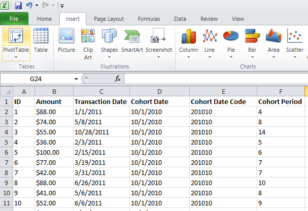 Excel table